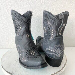 Lane COSSETTE Womens Black Cowboy Bootie 7.5 Western Cowgirl Short Ankle Boots
